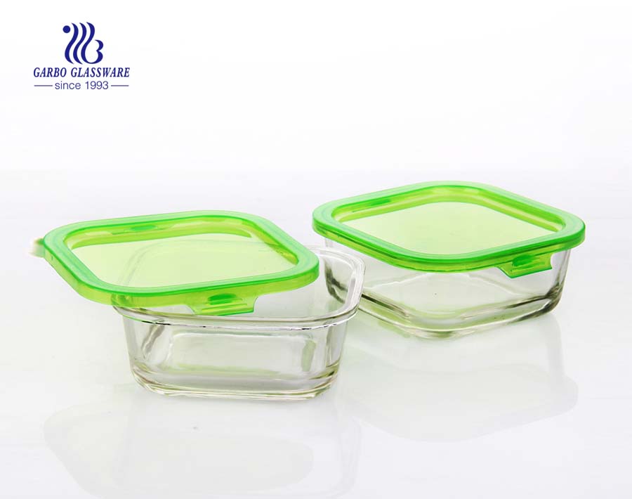 Clear 300ml square glass lunch box