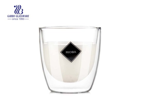 Hotsell thiết kế cốc cà phê thủy tinh borosilicate đôi 8oz