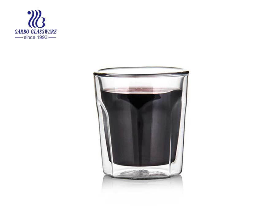 Hotsell Design Borosilikat doppelwandige Glas Kaffeetasse 8oz