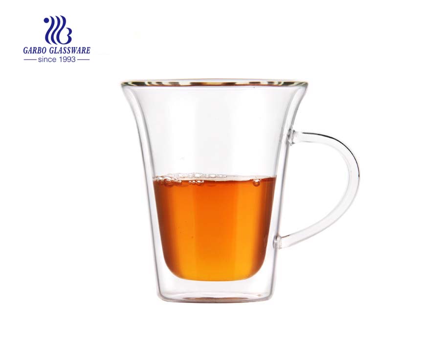 Hotsell Design Borosilikat doppelwandige Glas Kaffeetasse 8oz