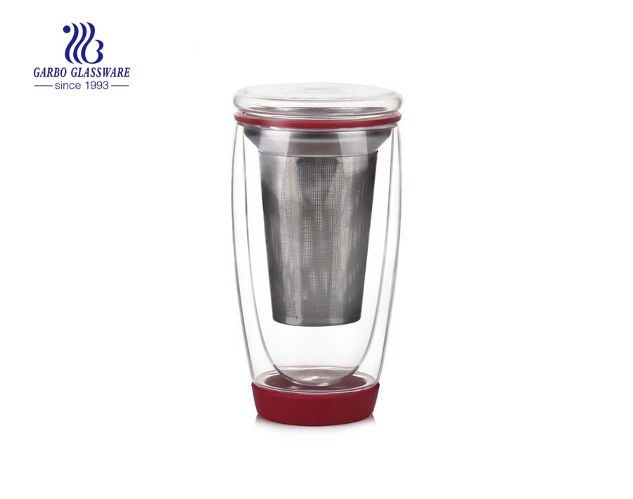 Double Wall Glass Cup With Silicone Lid