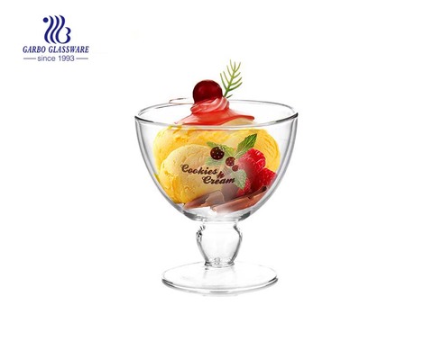 Double wall borosilicate glass ice cream cup