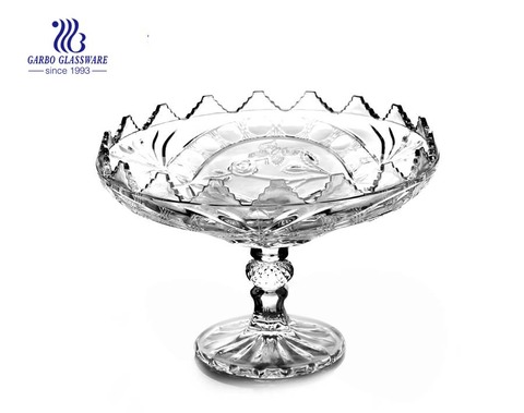 9\'\' Glass Plate with Stand for serving fruit Factory China