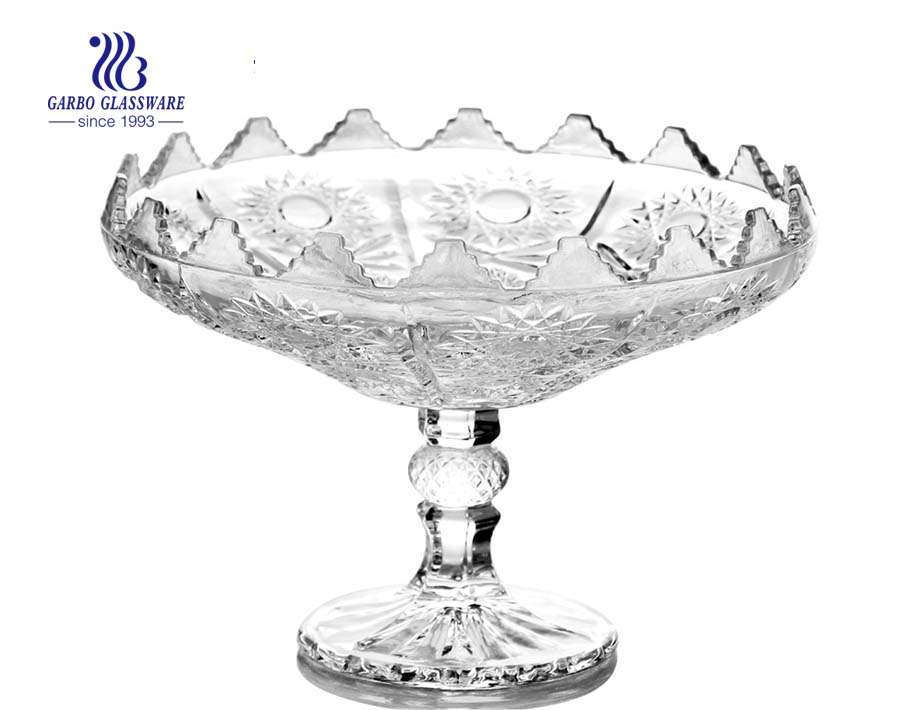 9'' Glass Plate with Stand for serving fruit 