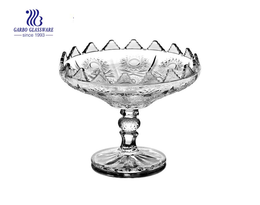 9'' Glass Plate with Stand for serving fruit 