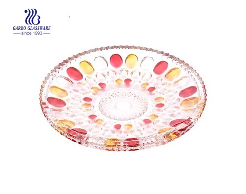 12'' Glass Fruit Bowl with Sprayed Dot Design 