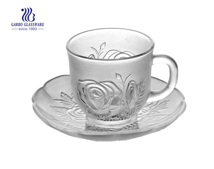 tea drinking glasses with saucer for set