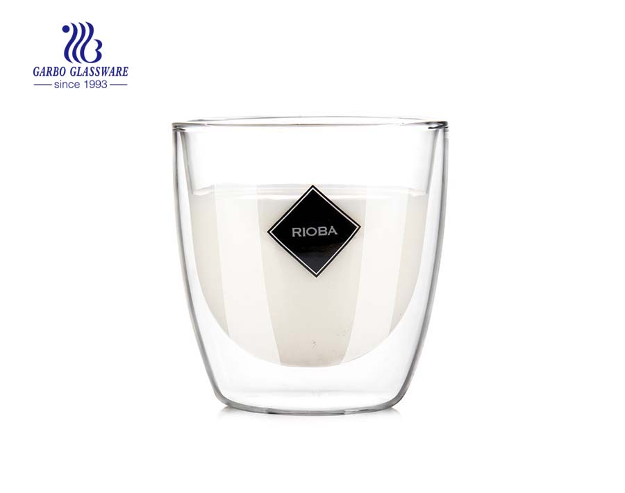Модный дизайн pyrex стеклянная чашка с двойной стенкой