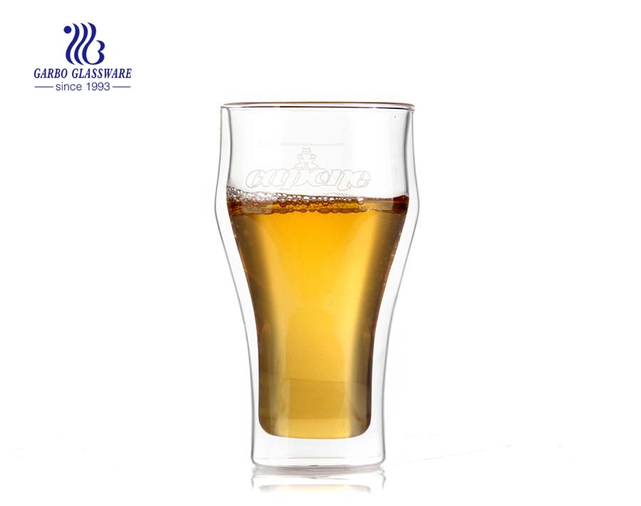 Chope de bière en verre à double paroi en verre pyrex de grande capacité 24oz