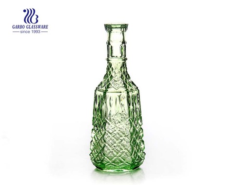 China wholesale factory 1L green colored glass decanter with lid 