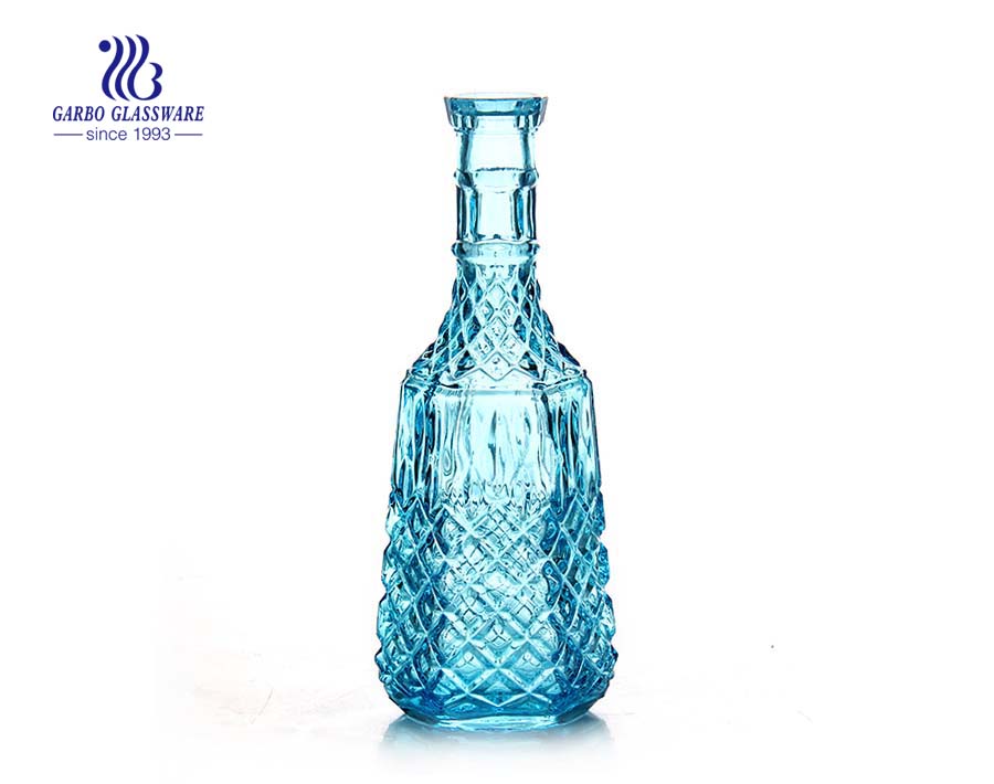 China wholesale factory 1L green colored glass decanter with lid 