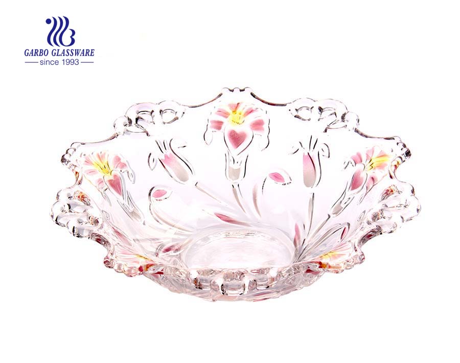 10.24'' Glass bowl with glory spray design