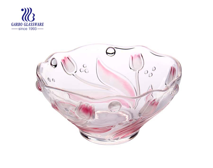 10.24'' Glass bowl with glory spray design
