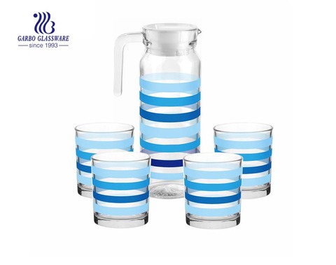 Home use canteen 5pcs glass pitcher water beverage drinking set