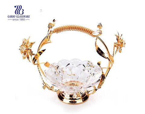 7.28'' Glass Plate with Golden Decoration