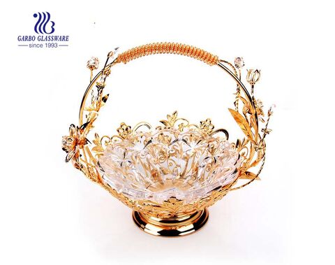 7.28'' Glass Plate with Golden Decoration