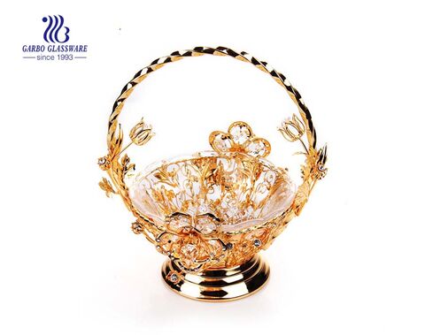 7.28'' Glass Plate with Golden Decoration
