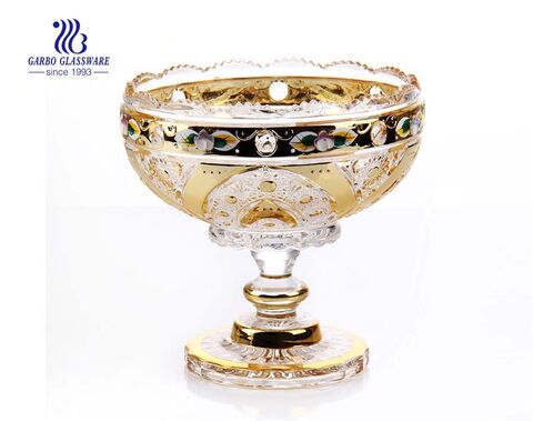 7.01'' Glass Vasa with Golden Planting & Ceramic flower