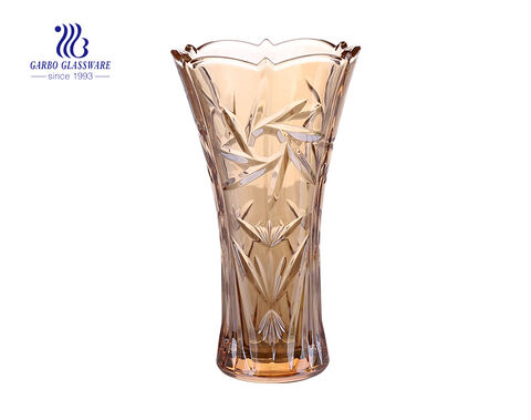 Royally glass vase with champagne color plating for home decoration