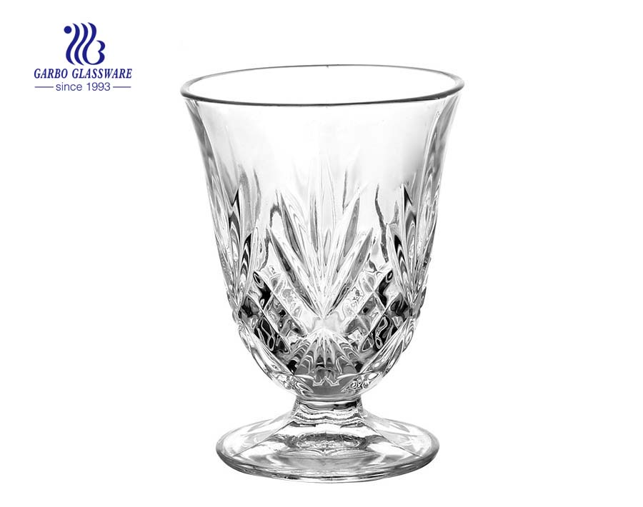 China Classical Style Popular Design Engraved Glass Ice-cream Cup