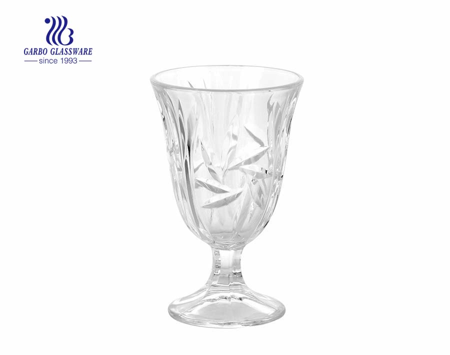 China Classical Style Popular Design Engraved Glass Ice-cream Cup