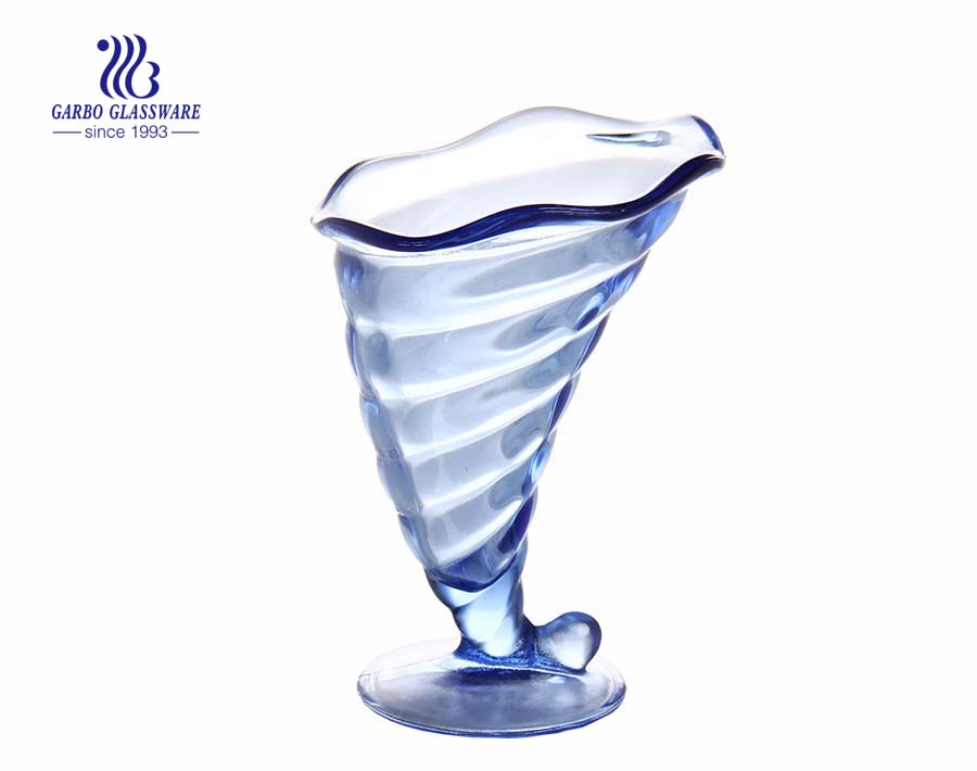 Wholesales Classical Style Printing Color Elegant Glass Ice-cream Cup