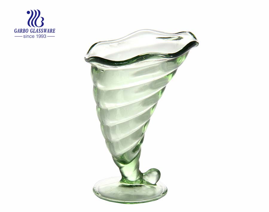 Wholesales Classical Style Printing Color Elegant Glass Ice-cream Cup