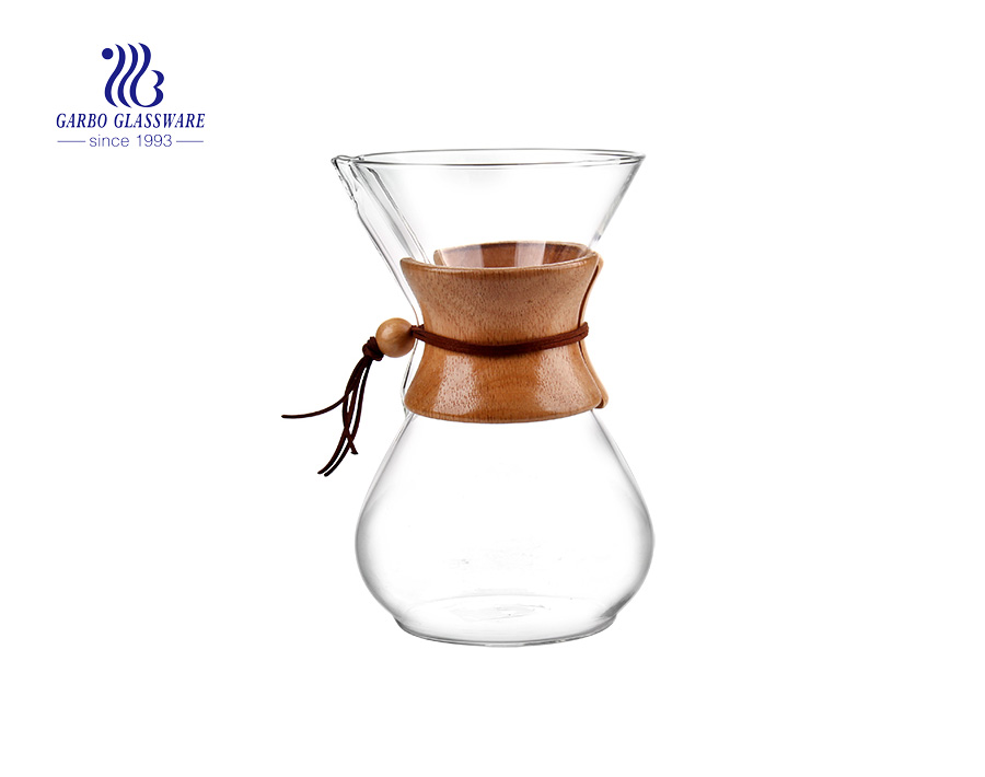 Bamboo base new design pyrex glass coffee maker