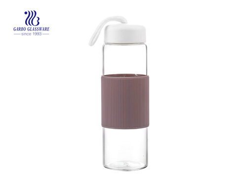 Silicone sleeve cover heat resistant glass water bottle