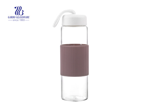 Cute Heat Resistant Borosilicate Glass Bottle With Lid 