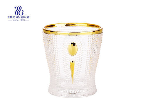 Bicchiere per succo di whisky con design dorato in vetro da 9 once con prezzo all'ingrosso