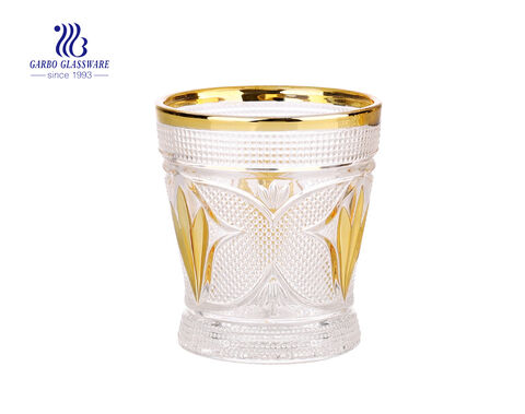 Vaso de jugo de whisky con diseño dorado de vidrio de 9 oz con precio al por mayor