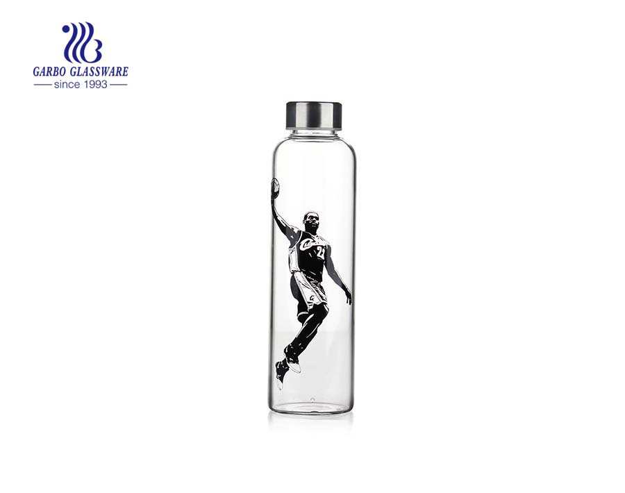 380 مل كلاسيك بيركس زجاج زجاجة مياه الشرب مع غطاء معدني
