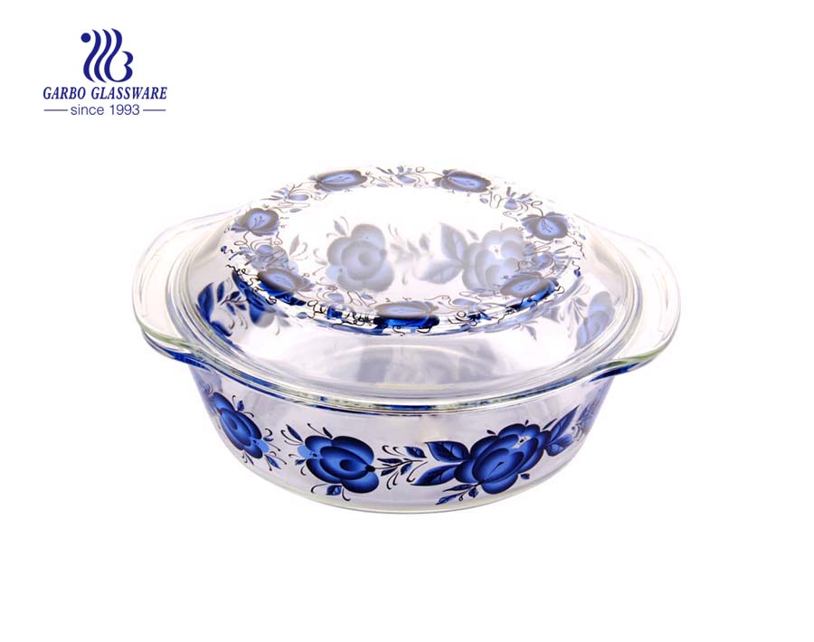 Transparent Round Shape 2L Oven Borosilicate Glass Bowl with Lid