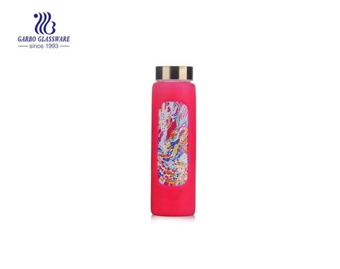 Wholesale 550ml pyrex glass water bottle with cloth sleeve