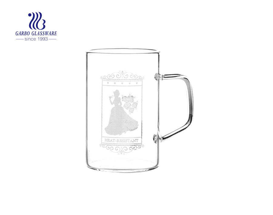 Stock available customized decal logo single wall glass cup 10oz