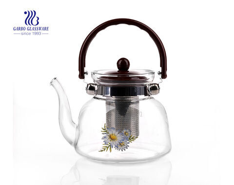 1.3L pyrex glass teapot with infuser for wholesale