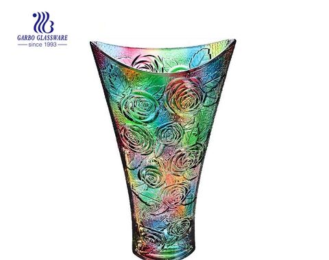 Spray glaze color glass flower vase for tabletop decoration