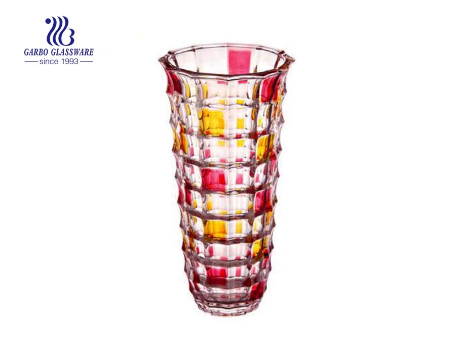 Spray glaze color glass flower vase for tabletop decoration