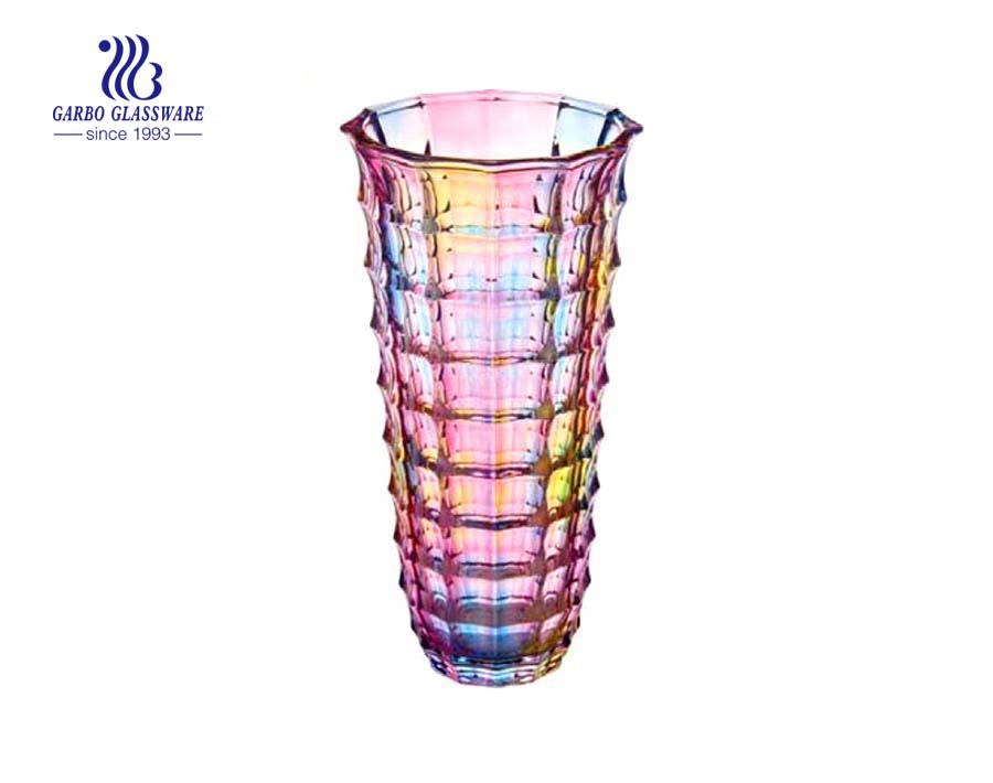 Spray glaze color glass flower vase for tabletop decoration