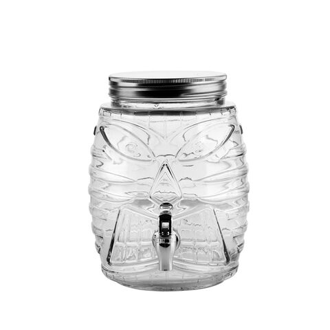 Outdoor Glass Beverage Dispenser with Chalkboard with 2 mason jar set Drink Dispenser for Lemonade, Tea, Cold Water