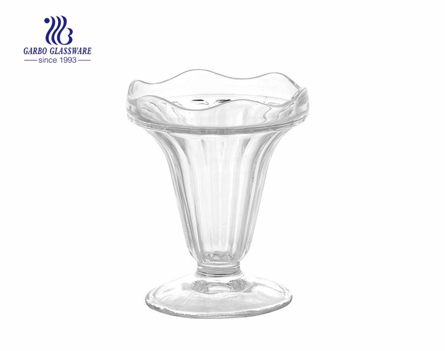 Populaire VTG Tulipe Dessert Plats Verre Clair Glace Crème Sundae Cup Parfait