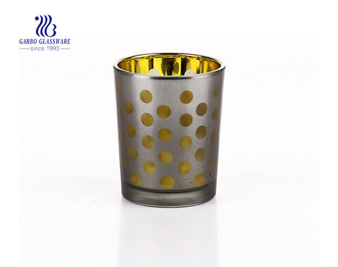 ODM Design Logo Sprühen Weiß gefärbte runde Glas Kerzenhalter für die Dekoration Verwendung