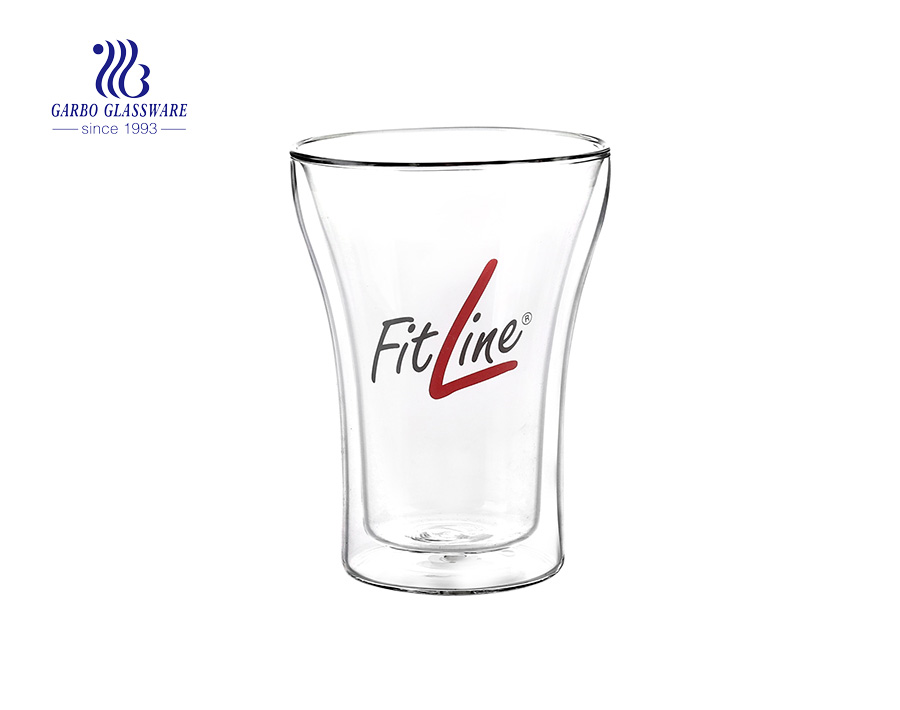 5oz Line shape design pyrex glass double wall cup