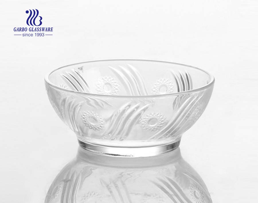 Wholesale Good Quality Overlapping Curve Round Shape Clear Glass Salad Fruit Bowl