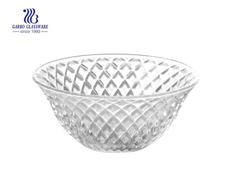 Wholesale Good Quality Overlapping Curve Round Shape Clear Glass Salad Fruit Bowl