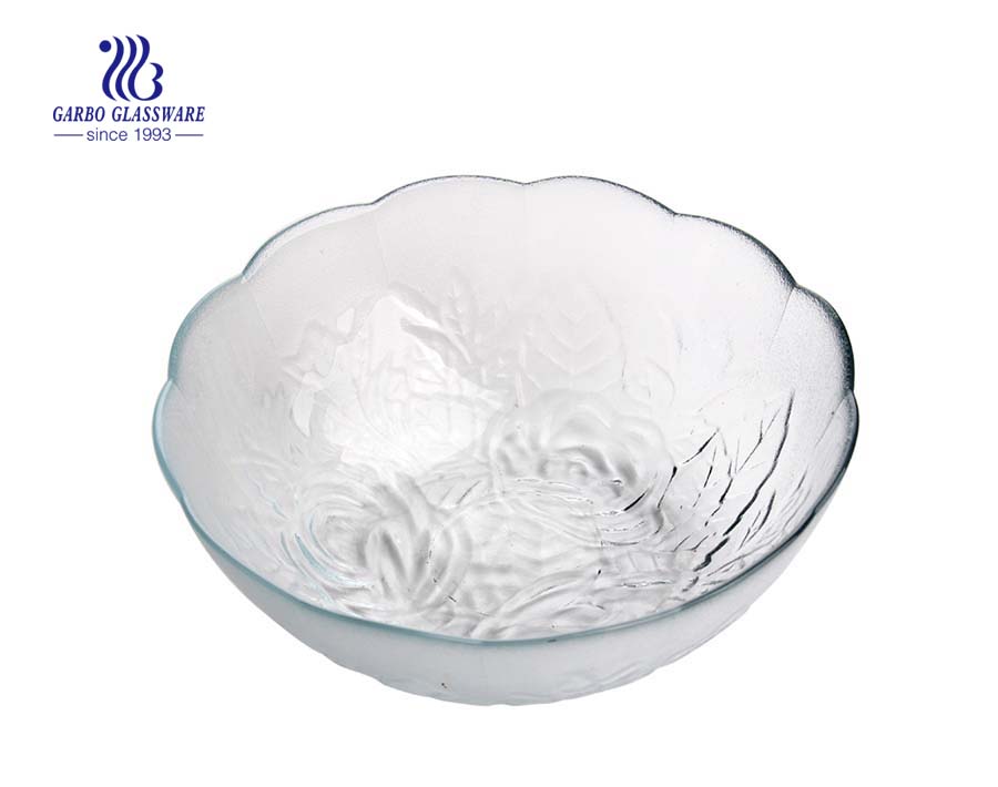 Best Quality Lotus Design Round Shape Clear Glass Salad Fruit Bowl  