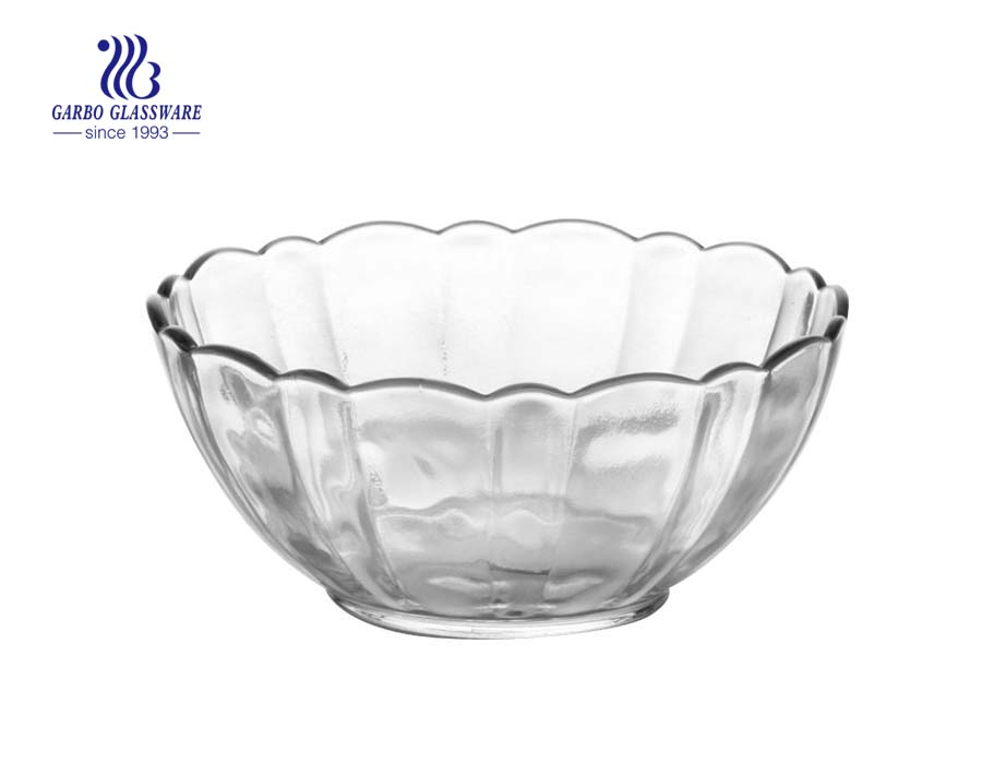 Best Quality Lotus Design Round Shape Clear Glass Salad Fruit Bowl  