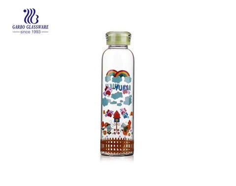 Ausgefallene 840 ml Cartoon Design Borosilikatglas-Wasserflasche für den Sport