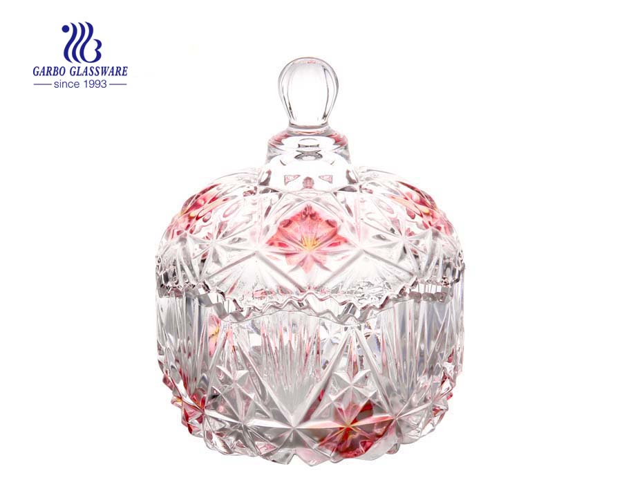 Crystal Food Storage Glass Covered Candy Dish Sugar Bowl Cookie Jar with Lid